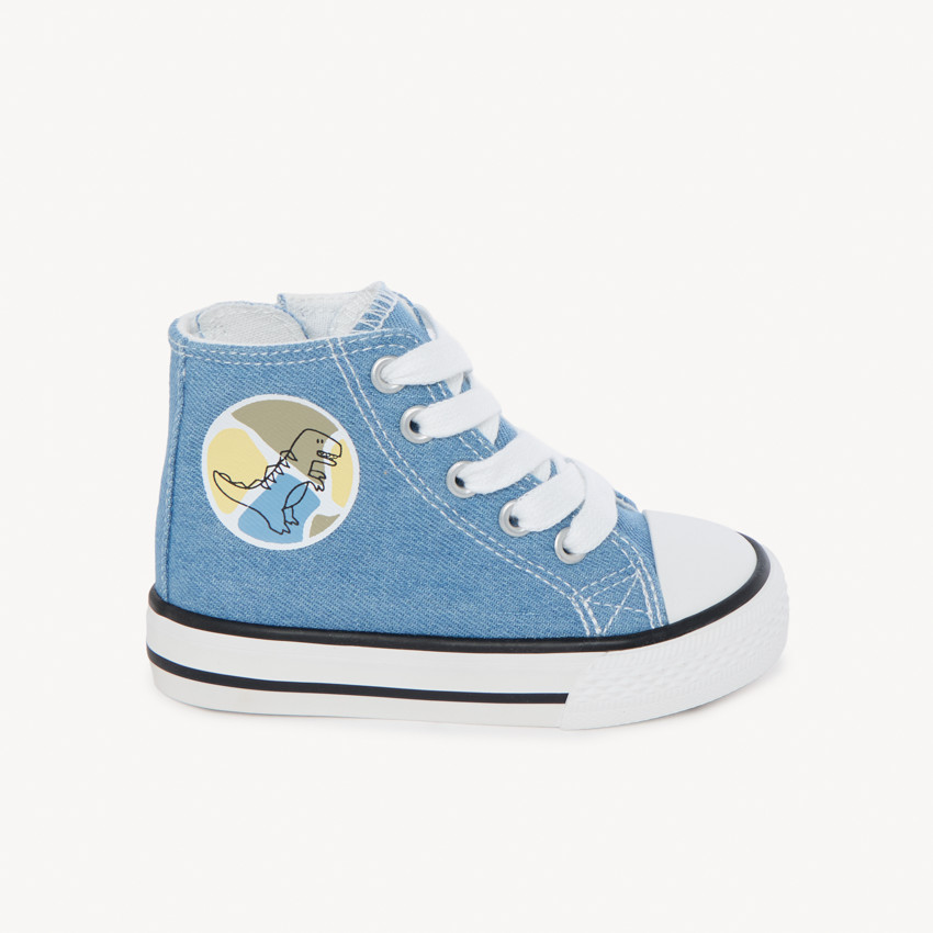 Botas altas de lona efecto vaquero con cremallera para bebé niño 