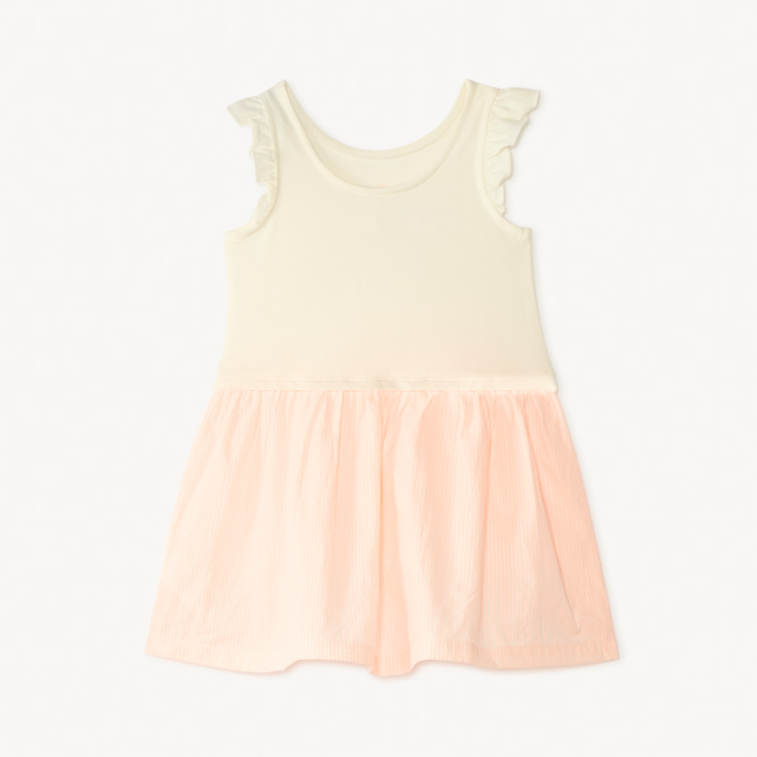 Robe de rayures à manches courtes 2 en 1 pour bébé fille 