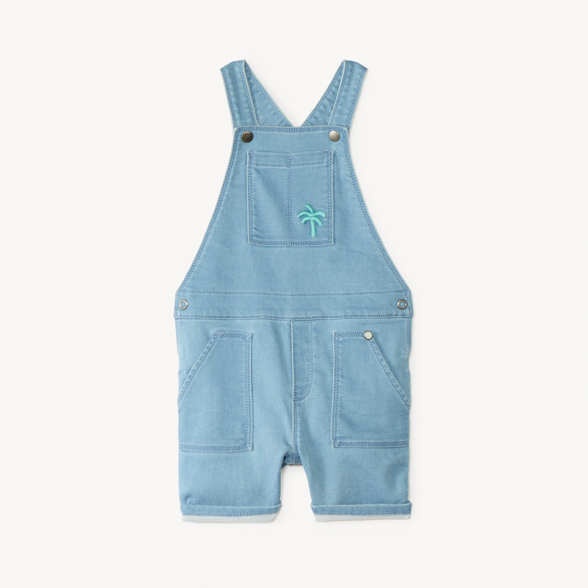 Peto corto de vaquero estilo workwear con bordado de palmera para bebé niño 