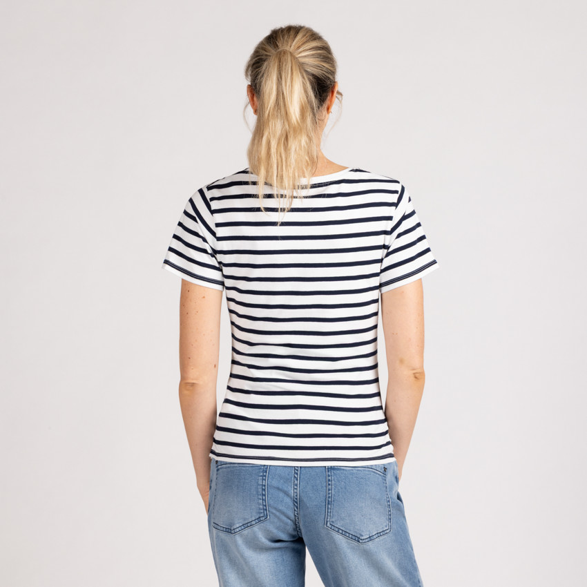 Camiseta de maternidad de manga corta con rayas 