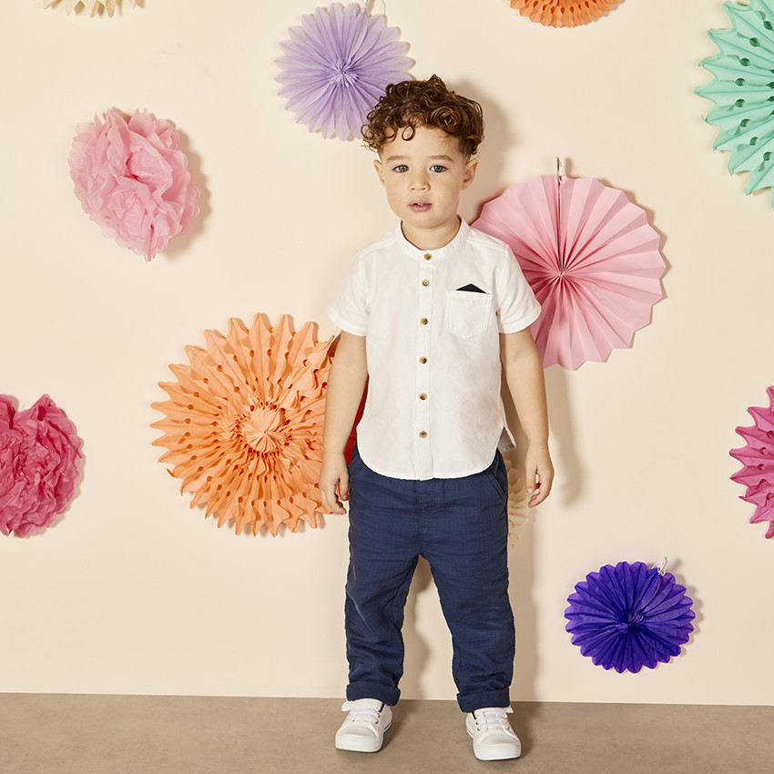 Pantalón liso de tela para bebé niño 