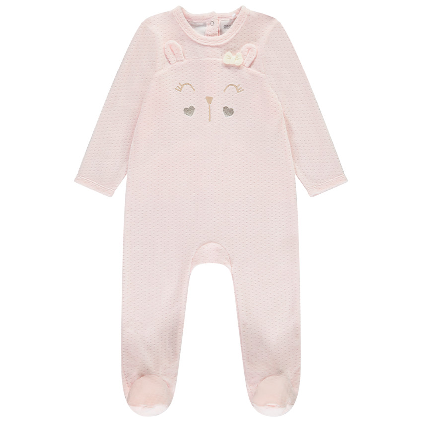 Dors bien lapin en velours effet devore pour bebe fille Orchestra