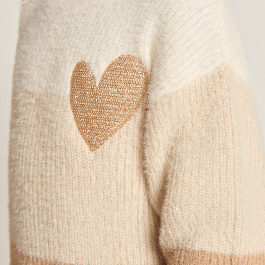 Robe en tricot effet colorblock pelucheux pour fille  