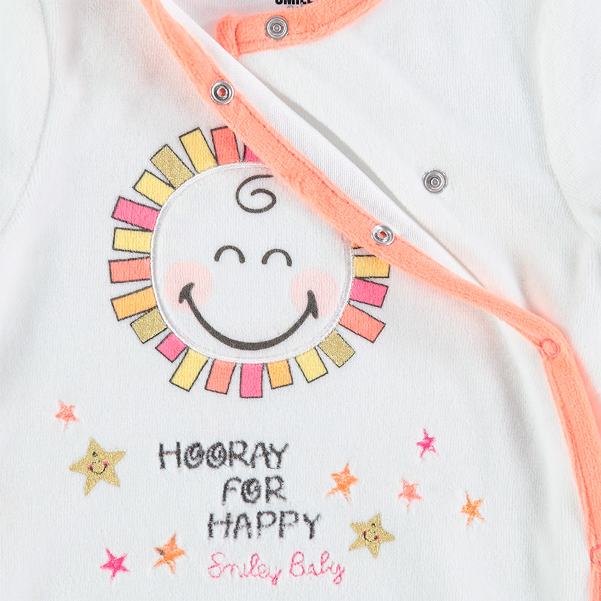 Pijama de terciopelo con ©Smiley bordado y estampado 