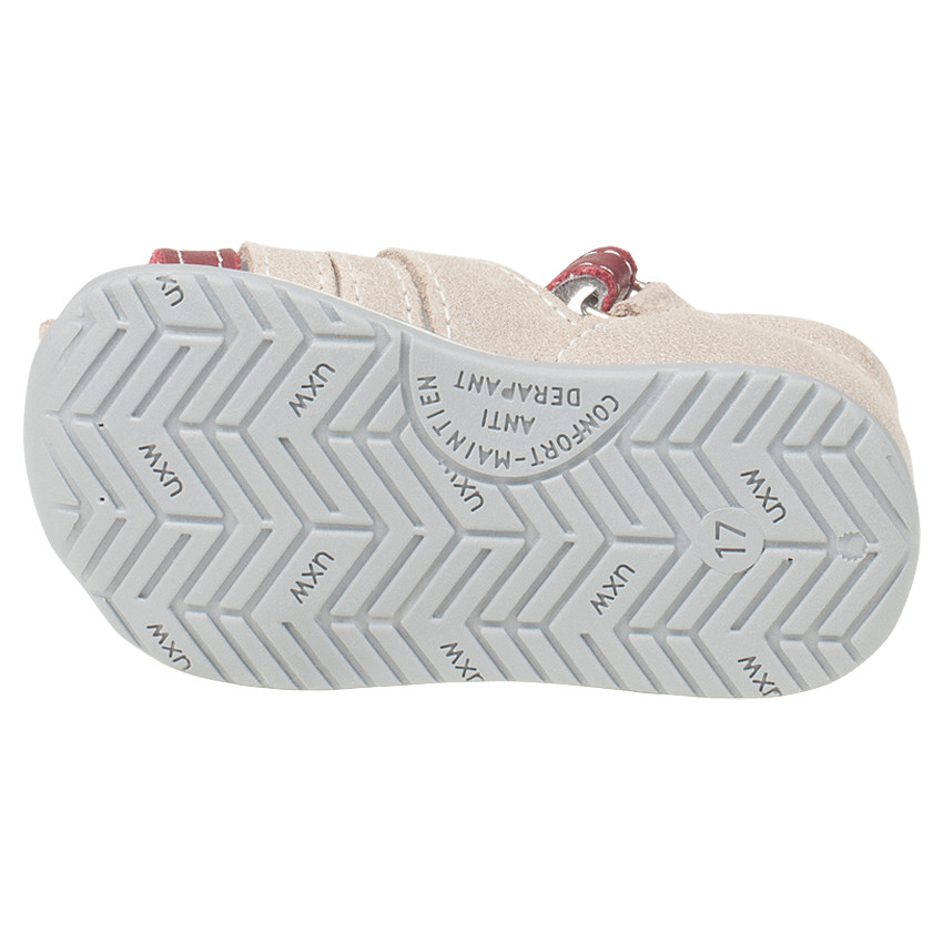 Sandalias bi-material con inscripción estampada 