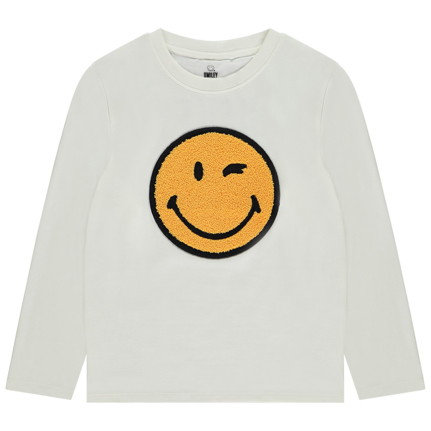 Camiseta de manga larga con parche de rizo SmileyWorld para niño 