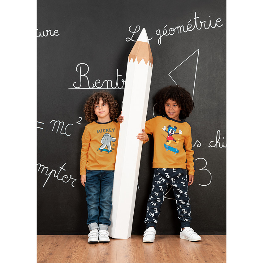T-shirt manches longues en coton print main de Mickey Disney 