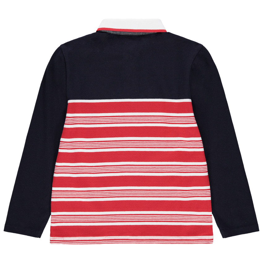 Polo manga larga rayas y parche 