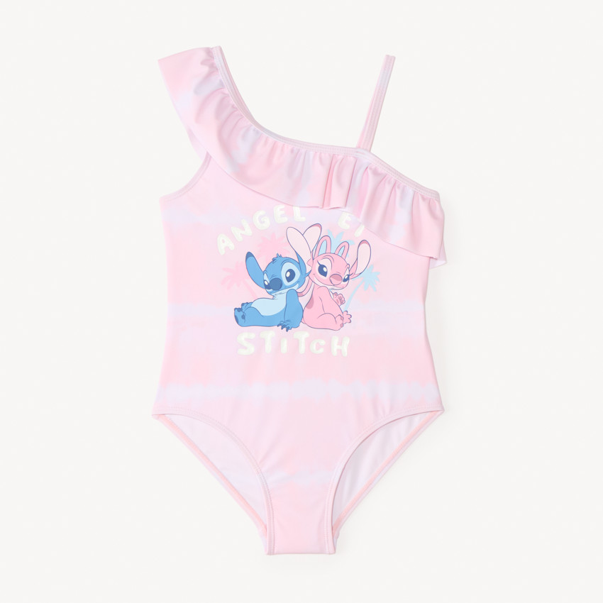 Bañador de una pieza con tirantes asimétricos de Stitch y Angel de Disney para niña 