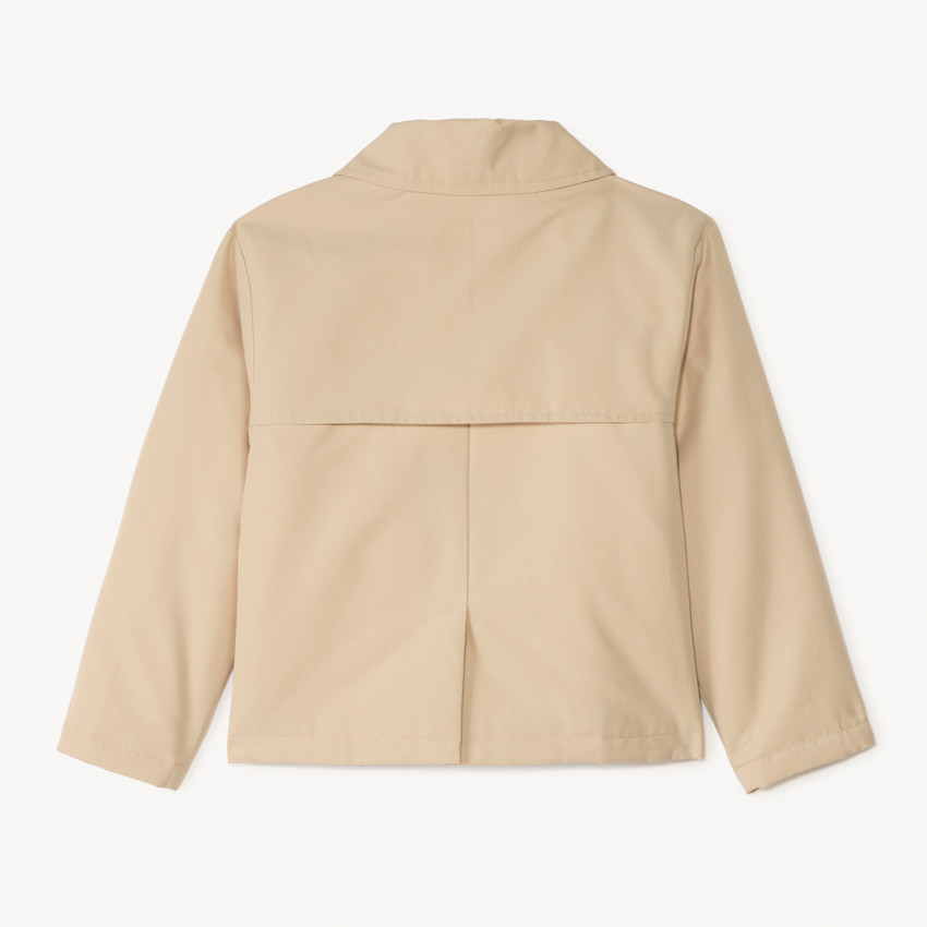 Trench corto liso de tela para niña 