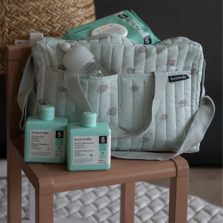 Set productos de cosmética bebé y bolso para carrito azul 