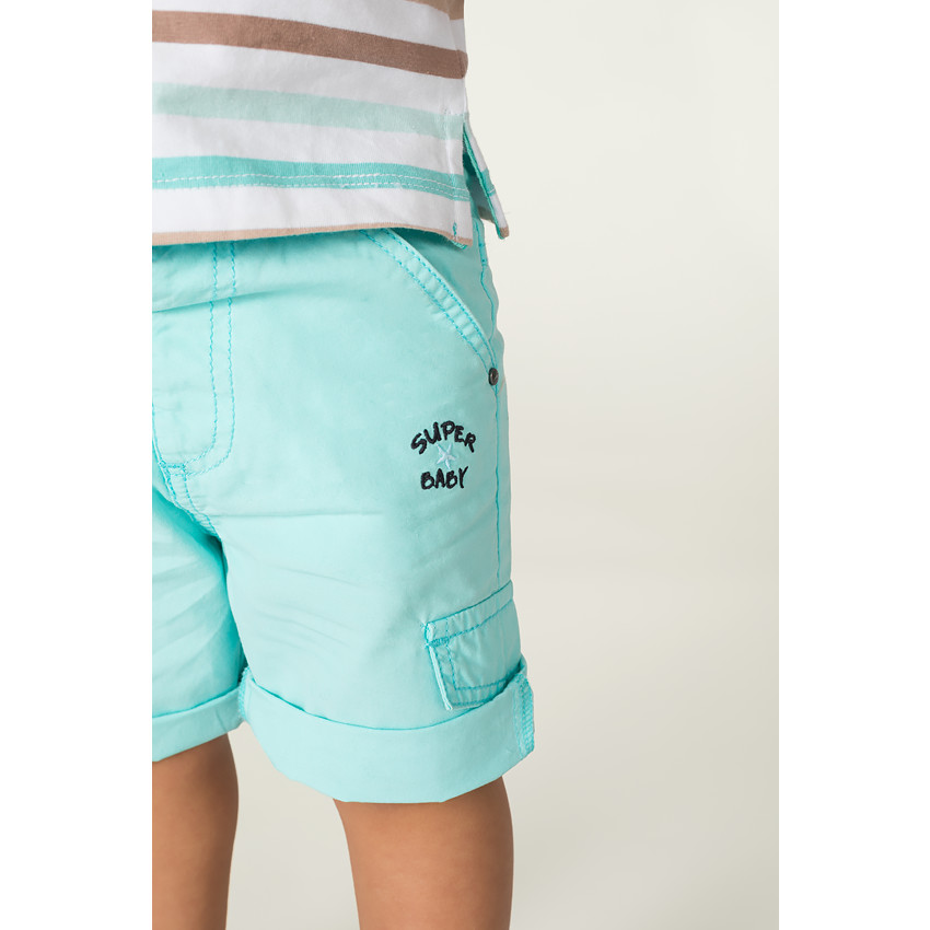 Bermudas de popelina de algodón teñido con bolsillos de fantasía 