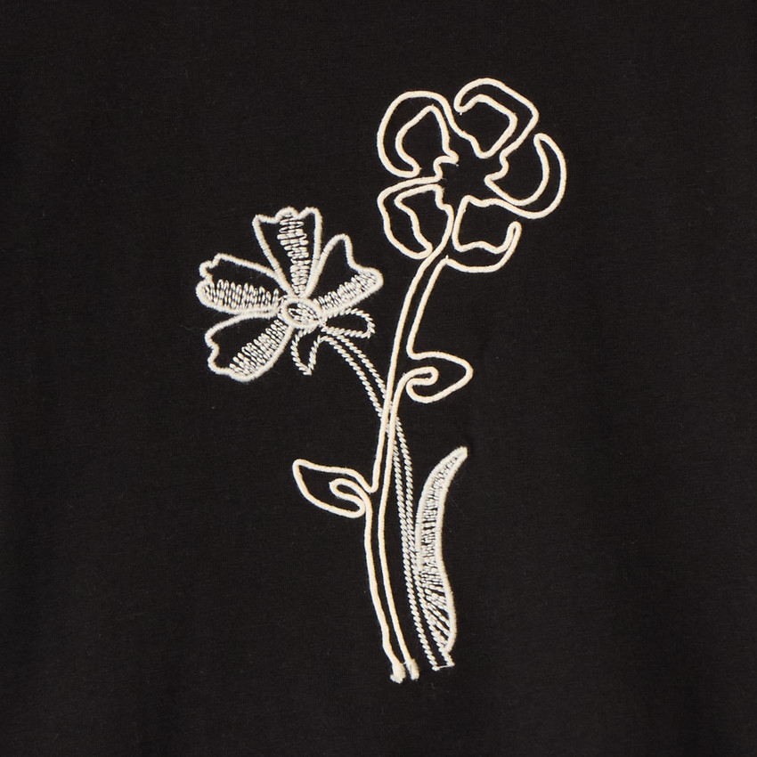 Camiseta de niña de flores con cordones de manga corta 