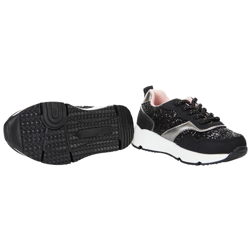 Zapatillas bajas de lurex negro brillante con cordones para niña  Additional Zapatillas bajas de lurex negro brillante con cordones para niña