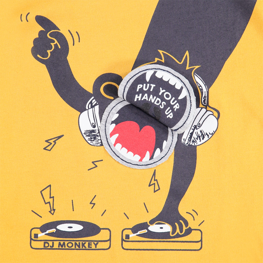 Camiseta manga corta print mono con 