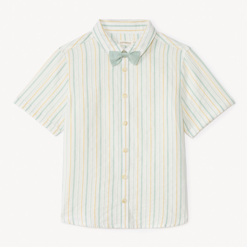 Camisa de rayas de manga corta + pajarita para niño 