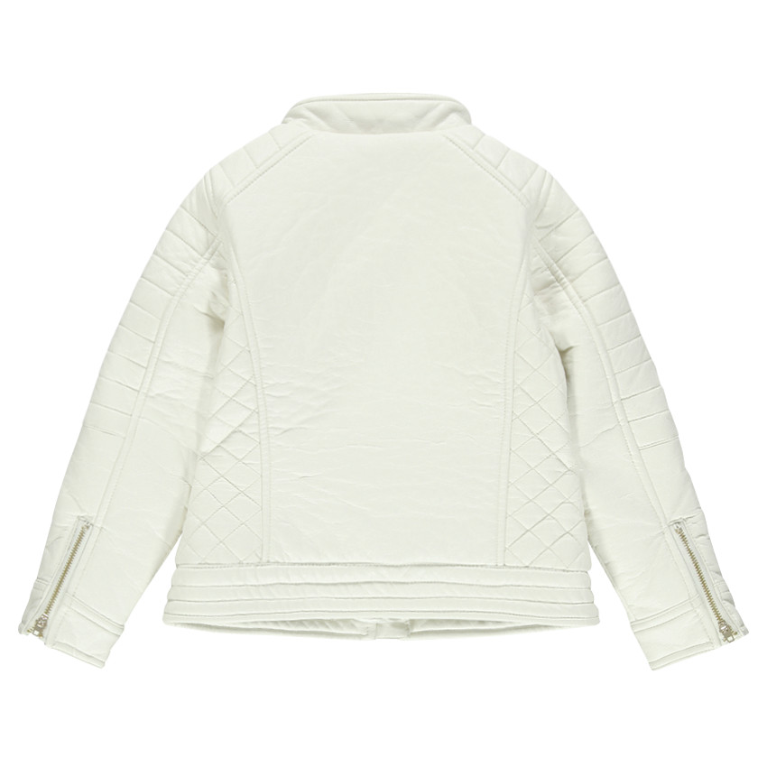 Chaqueta de aspecto cuero con forro de tela sherpa con bolsillos con lazo 