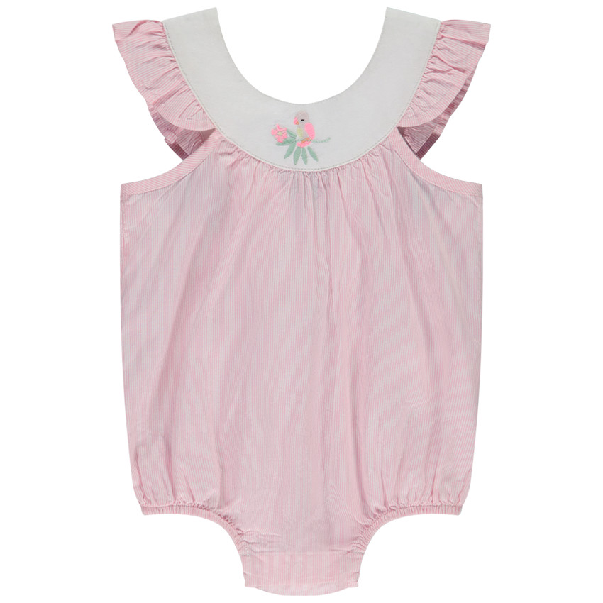 Ranita rayada con tirantes con volantes para bebé niña 