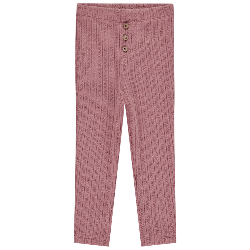 Leggings largos de punto acanalado en color rosa para bebé niña 