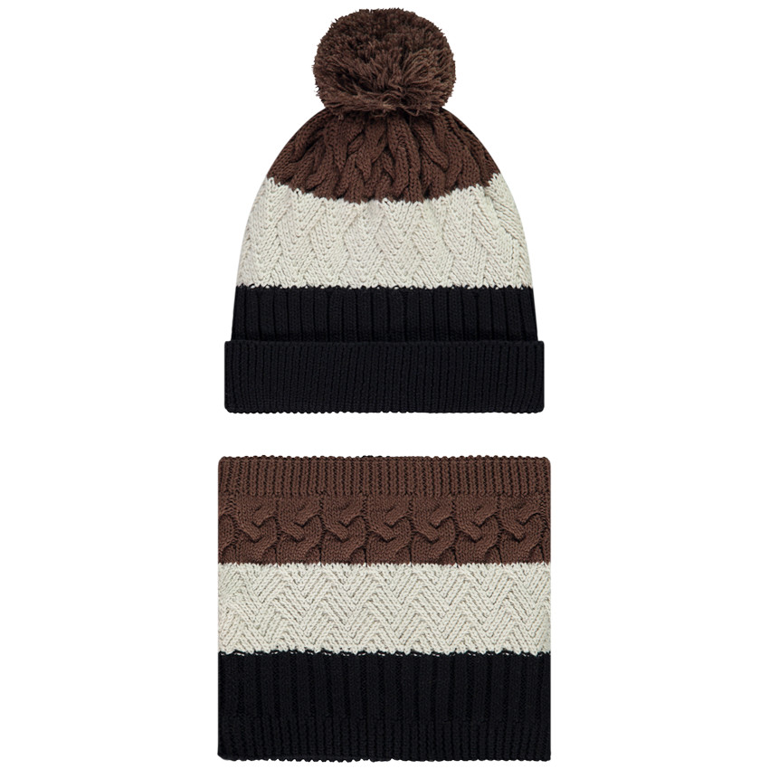 Set de gorro y bufanda con efecto color block para niño 
