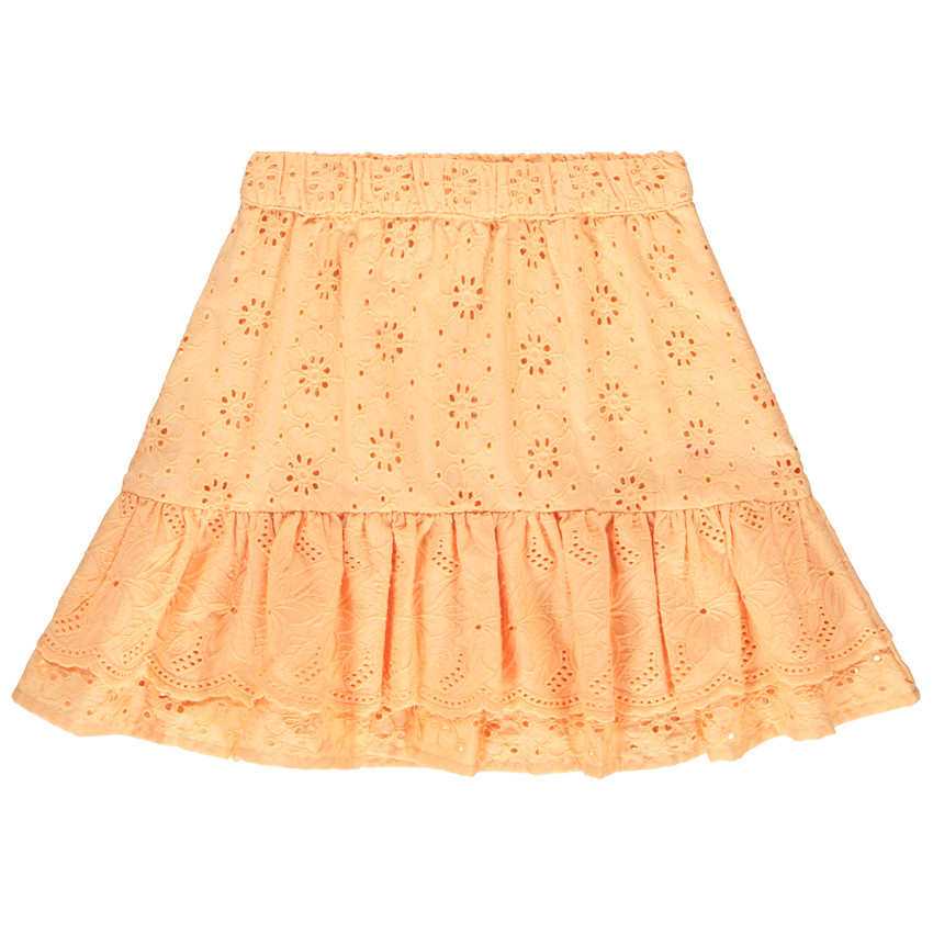 Falda con volante de bordado inglés para niña 