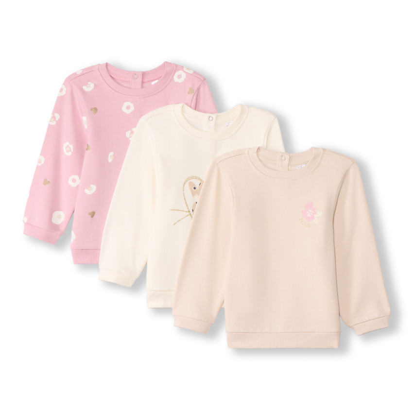 Lot de 3 sweats molleton fantaisie pour bébé fille  