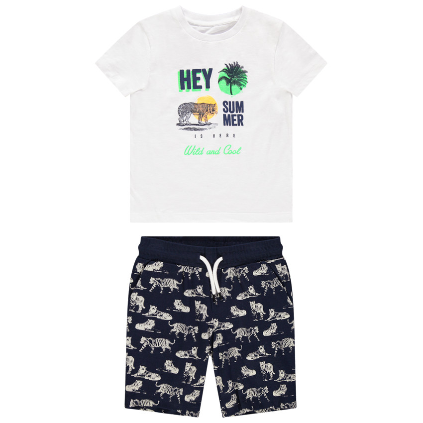 Conjunto camiseta manga corta y bermudas print tigres 