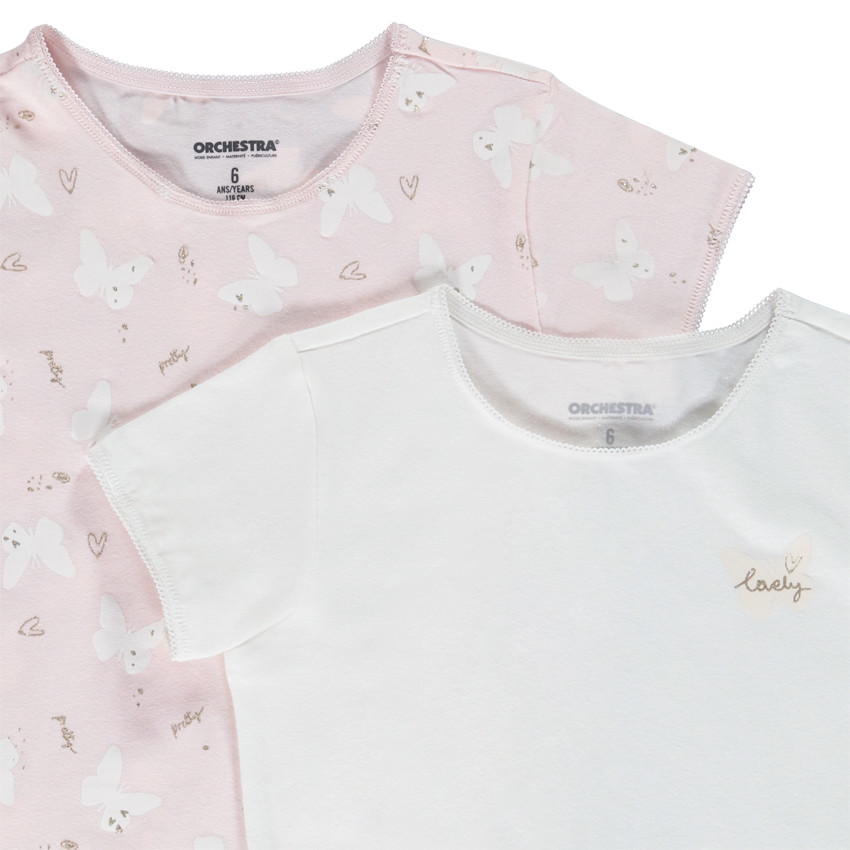 Pack de 2 bodies de manga corta con estampado de mariposas niña 