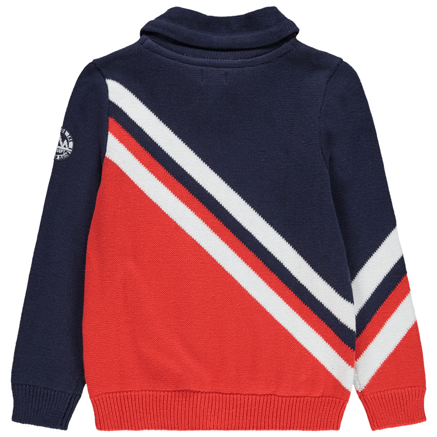 Jersey de punto con bandas que contrastan de estilo vintage y cuello vuelto 