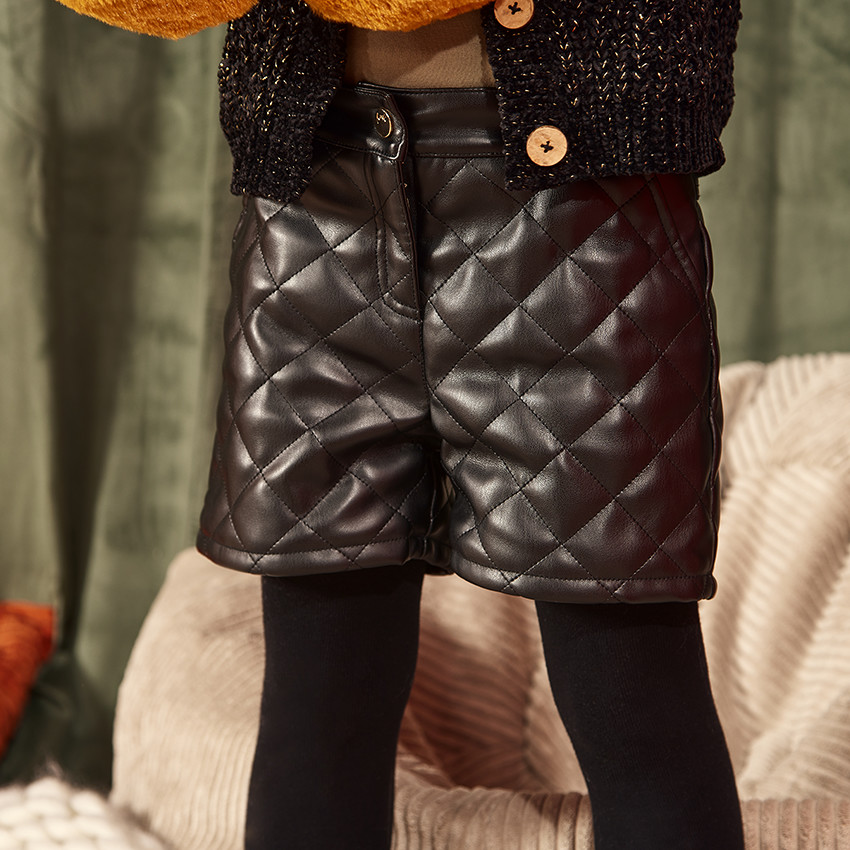 Short de similicuir con efecto acolchado para niña 