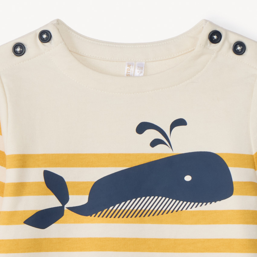Sudadera de rayas con estampado de ballena para bebé niño 