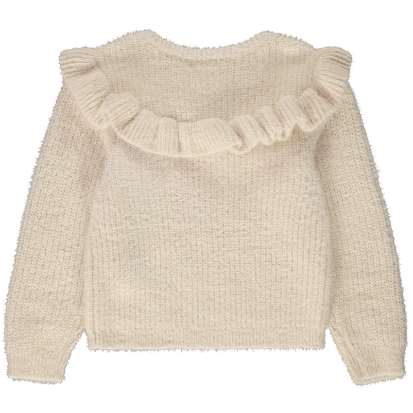 Jersey de punto perlé con volante para niña 