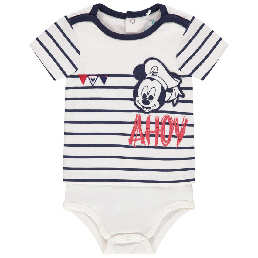 Body de manga corta con rayas estampadas y Mickey Disney  Additional Body de manga corta con rayas estampadas y Mickey Disney