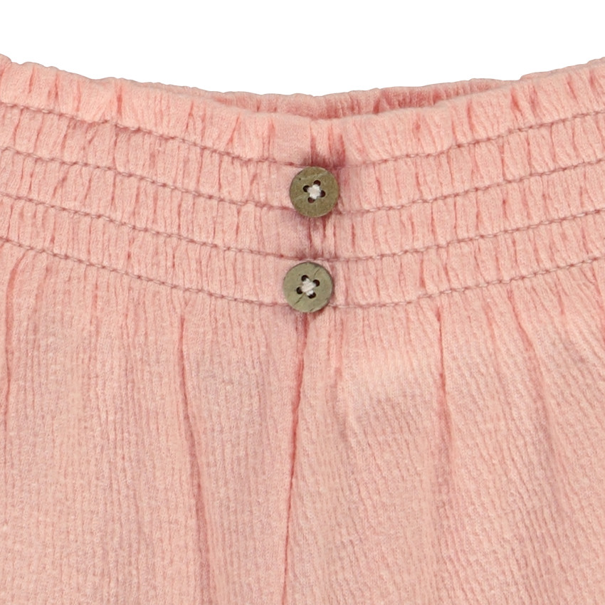 Short efecto punto smock en jersey arrugado para niña 