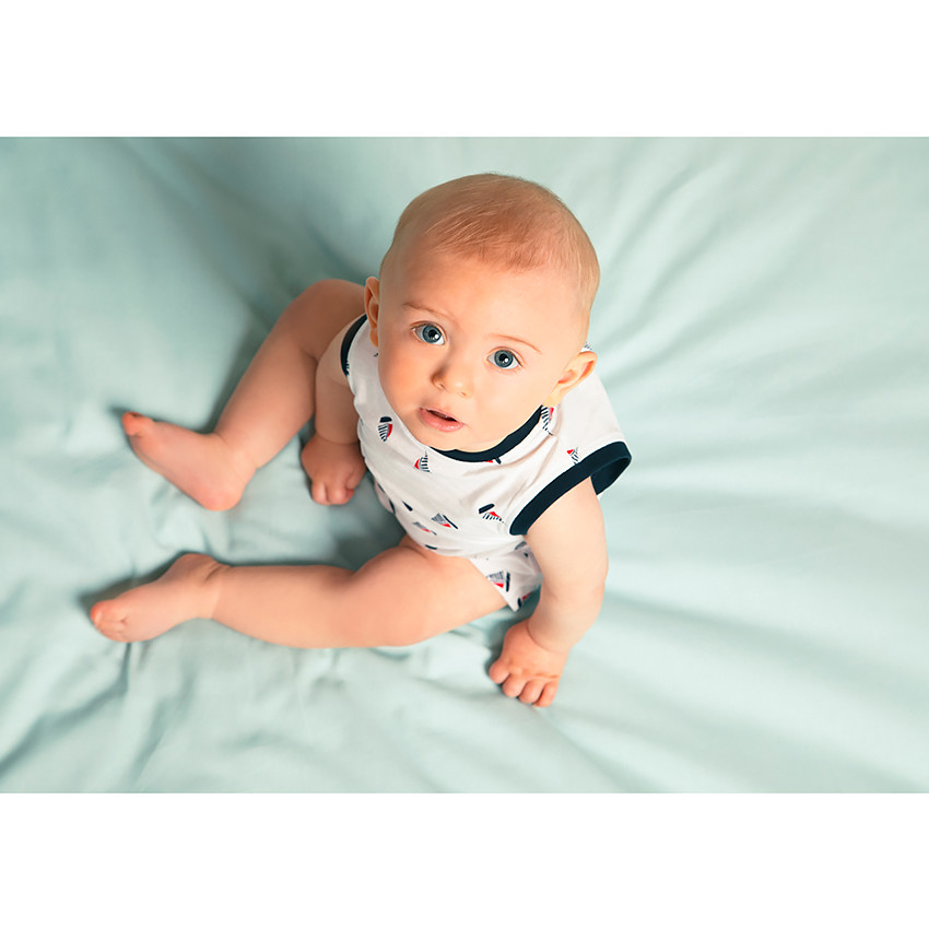 Lot de 2 combinaisons courtes imprimé voiliers pour bébé garçon 