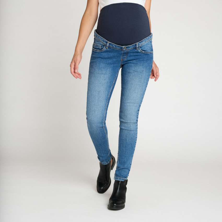 Vaqueros slim de embarazo con banda alta 