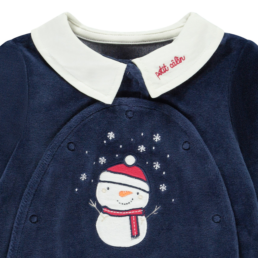 Pelele de terciopelo con cuello babero bordado para bebé niño 