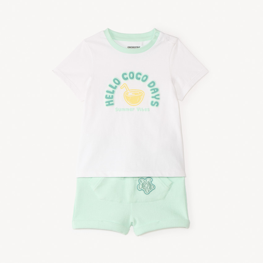 Conjunto corto de 2 piezas camiseta + pantalones cortos de fantasia para bebé niño 