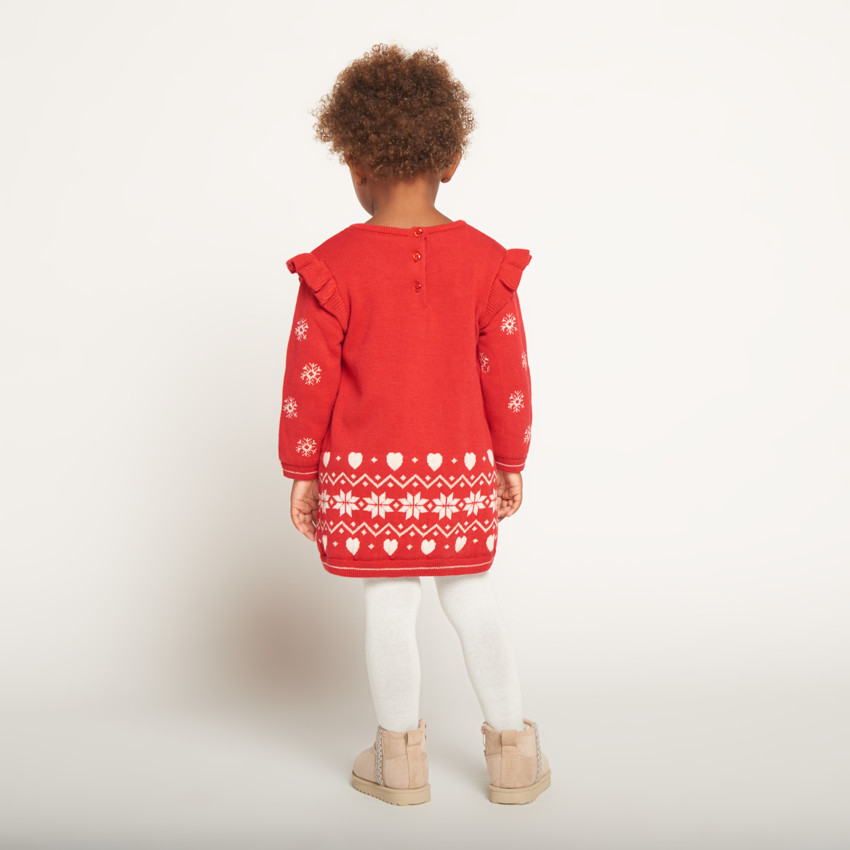 Robe en tricot jacquard motifs Noël pour bébé fille 