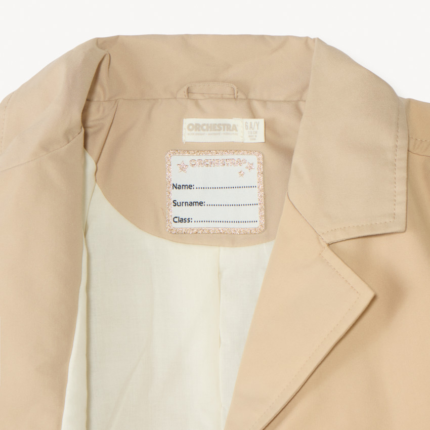 Trench corto liso de tela para niña 