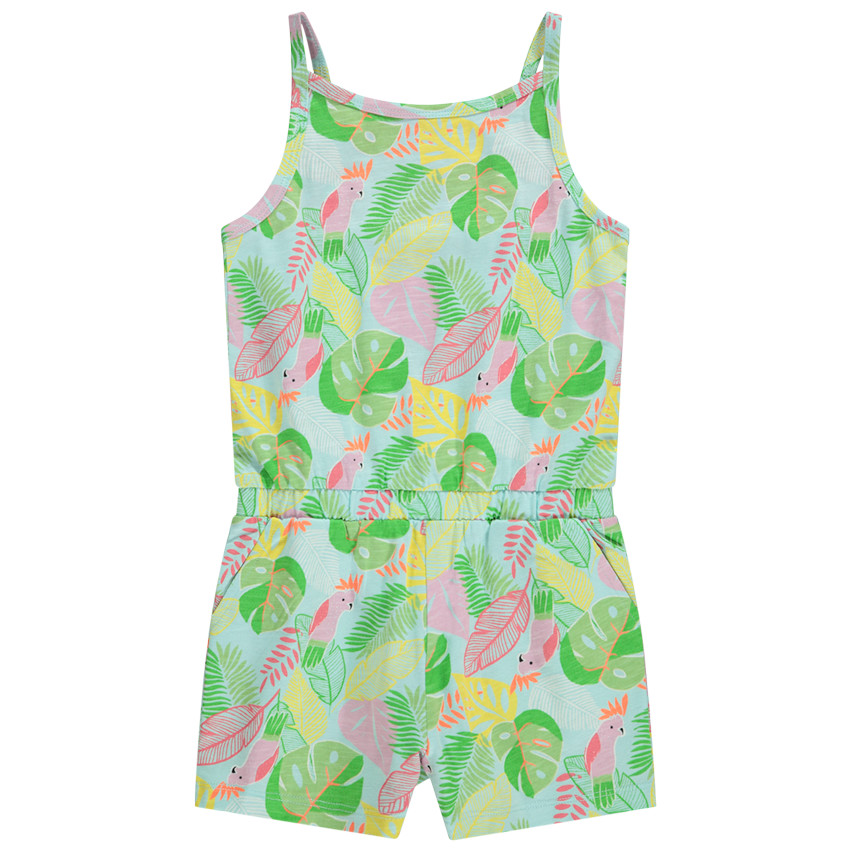 Mono corto de punto de jersey con estampado fantasía para niña  Additional Mono corto de punto de jersey con estampado fantasía para niña