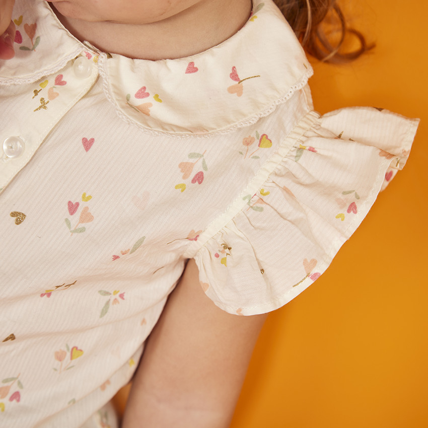 Blusa de manga corta con estampado de flores para bebé niña 