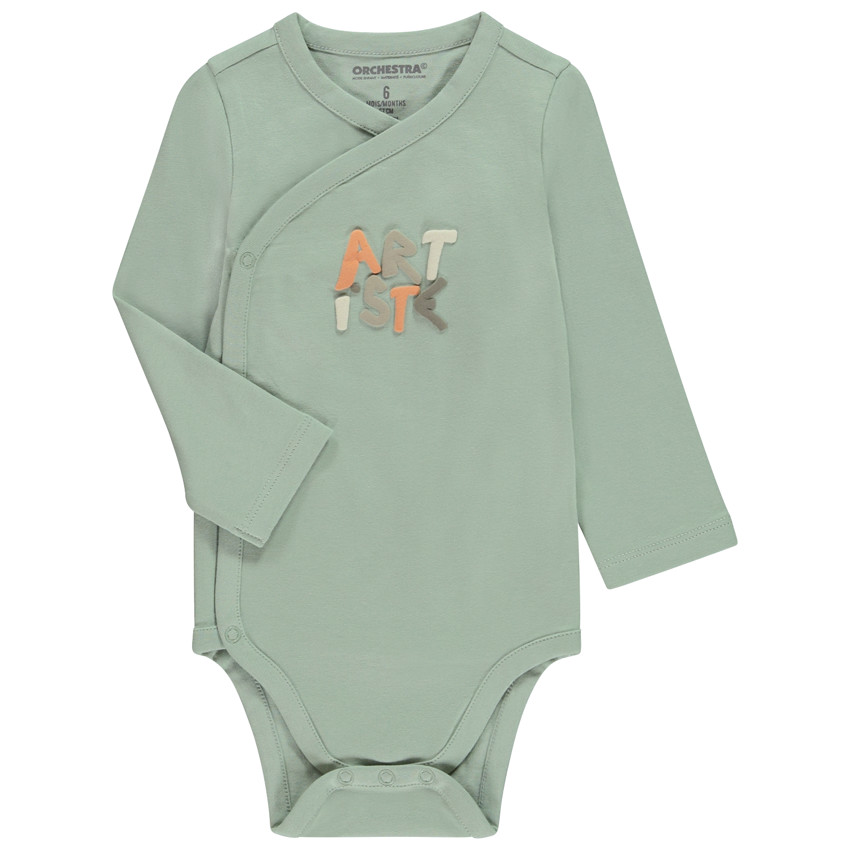 Pack de 3 bodies de manga larga con estampado arty para bebé niño, con diferentes aperturas según la edad. 