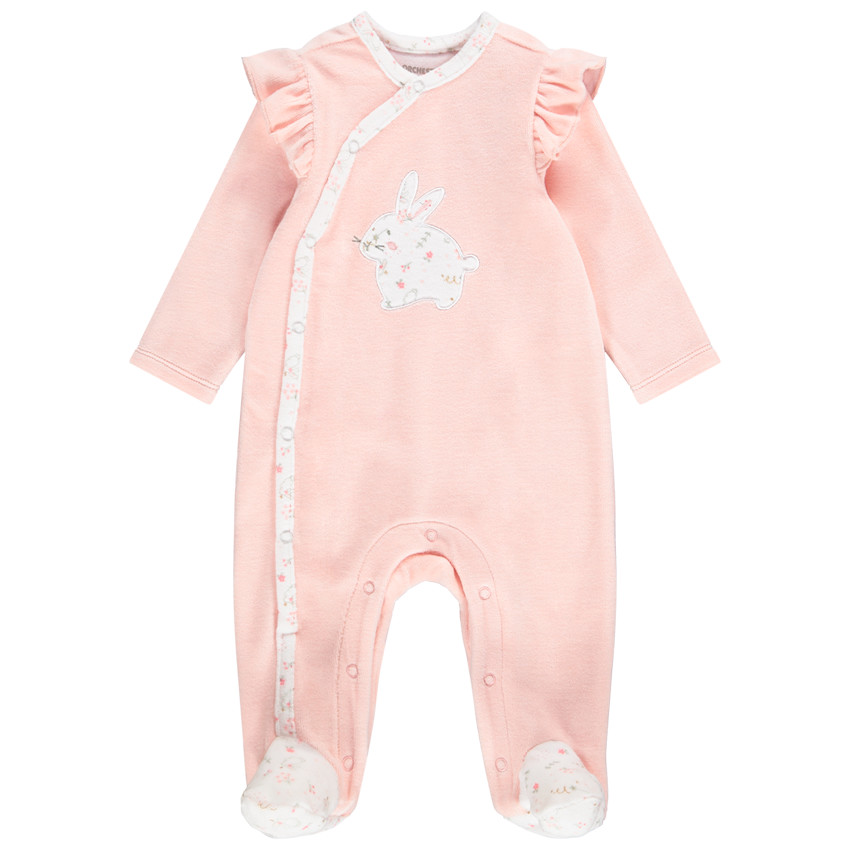 Pack de 2 peleles de terciopelo con estampado de conejito para bebé niña 
