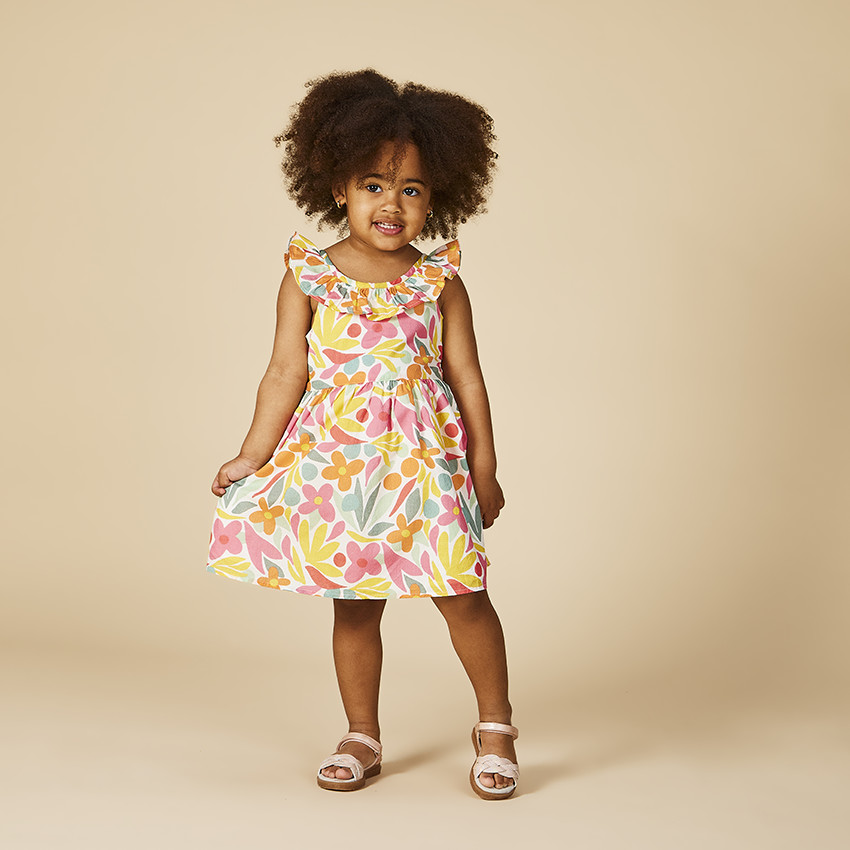 Vestido de gasa estampado floral para bebe nina Orchestra