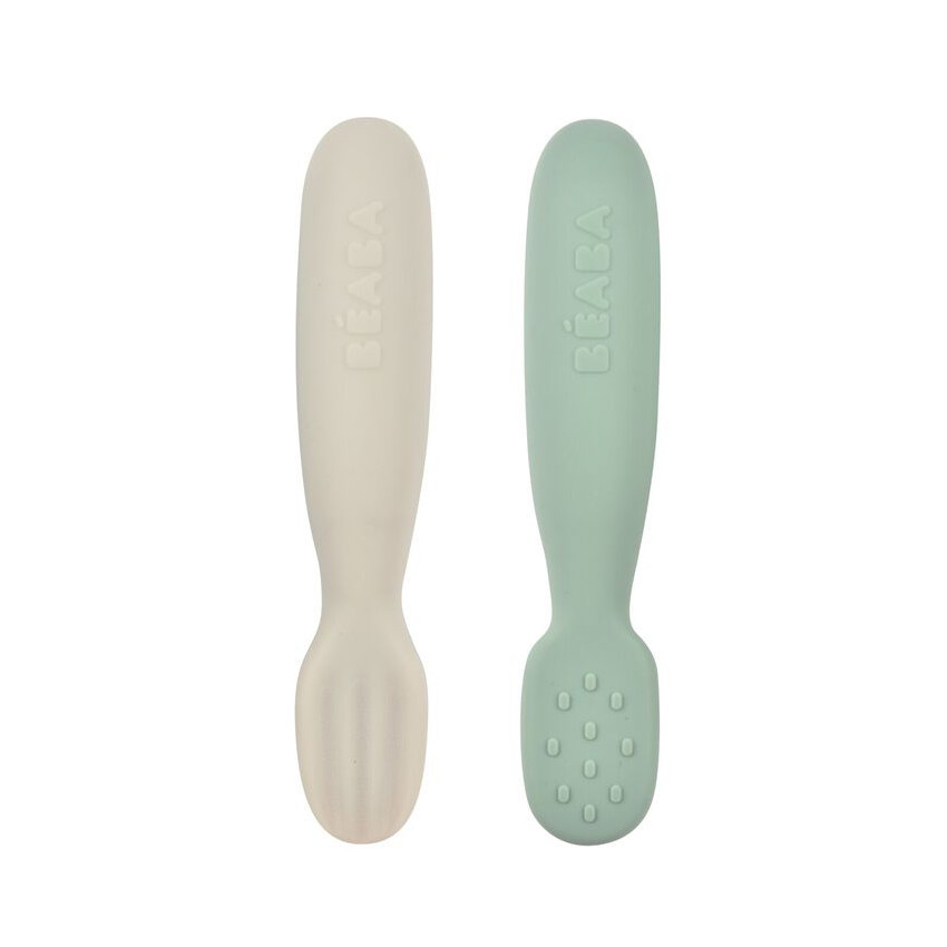 Lot de 2 pré-cuillères en silicone sage green/velvet grey 