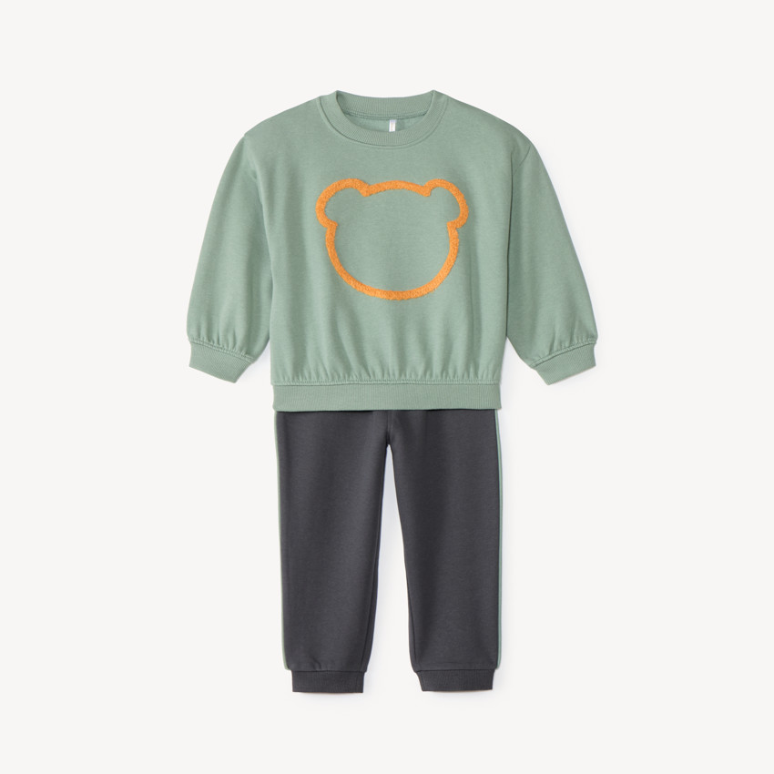 Conjunto de chándal para bebé niño con bordado de osito. 