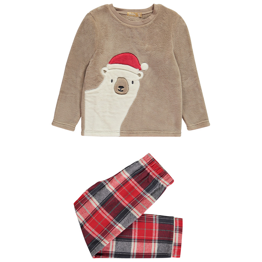 Conjunto de pijama de 2 piezas con pantalón de franela a cuadros 