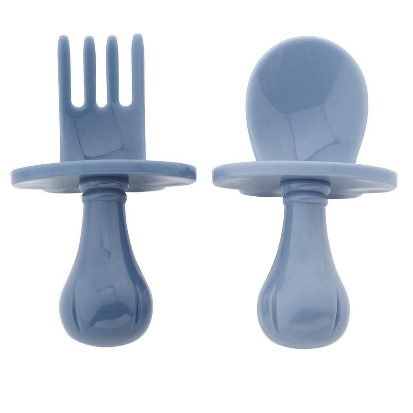 Lote de 2 cubiertos ergonómicos Montessori Yummix - Azul 