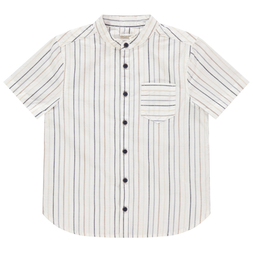Chemise manches courtes en coton à rayures et poche  Additional Chemise manches courtes en coton à rayures et poche